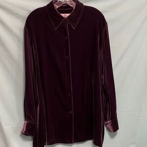 DKNY Velvet Button-Up Shirt - Deep Purple